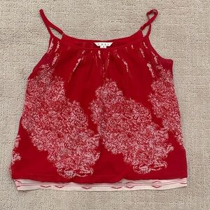 CAbi Red & White Floral Spaghetti-Strap Camisole